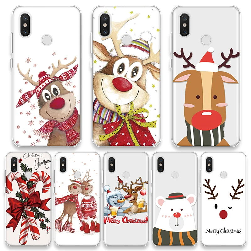 

Cartoon Elk Cover For Xiaomi Redmi Note 7 Pro 4 5 6 Pro 4X 5A 7 7A 5 Plus 4A 4X 5A 6A 4 6 Pro Y3 S2 Merry Christmas Silicon Case