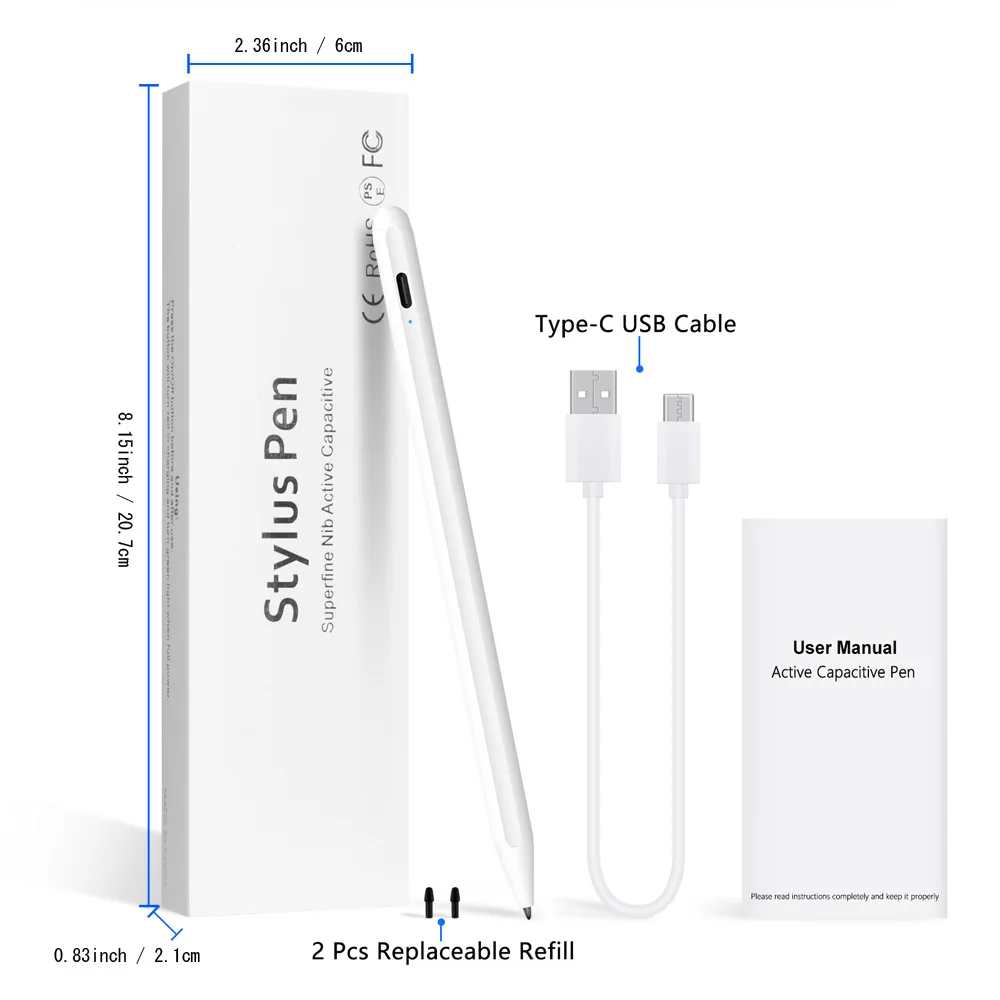 Обновленный стилус с отбраковкой ладони для iPad Pro 12,9 11 дюймов 10,2/ 6th 9,7/Air 3/Mini 5 для Apple Pencil 2 - Цвета: Белый