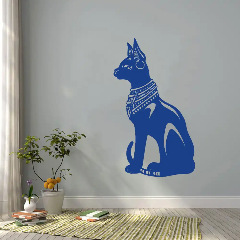 古代エジプトスタイルエジプト猫ウォールステッカービニールステッカー壁画寝室のペットショップインテリア動物クールクリエイティブ壁紙cx1072 Wall Stickers Aliexpress