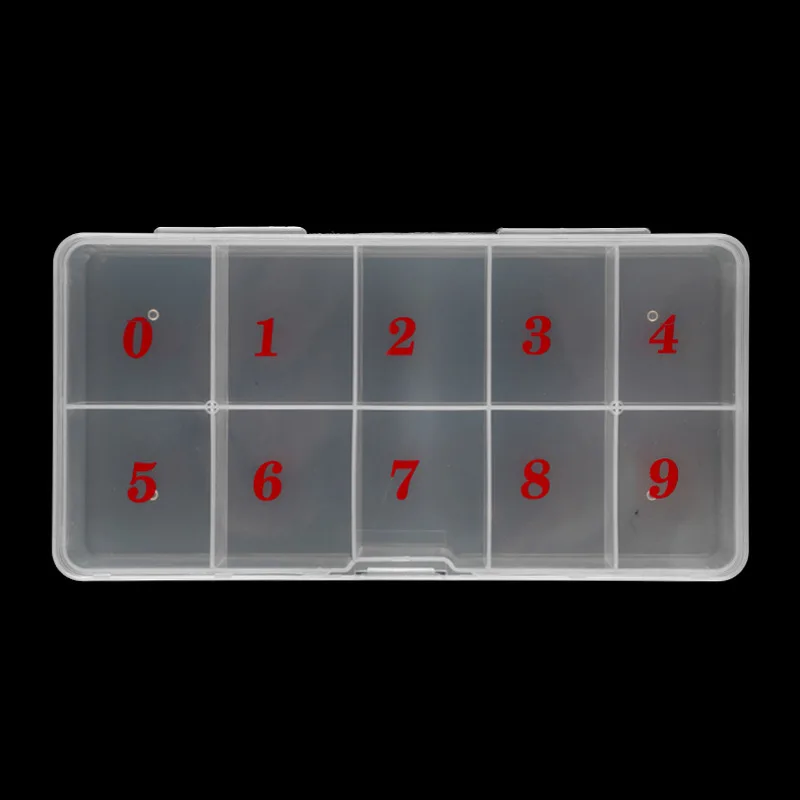 1Box Nail Art Tips Empty Storage Box For 500pcs 10 Sizes Nail Tips Tweezers Clippers Pens Polishing Container Manicure Box BZY7 nail storage box