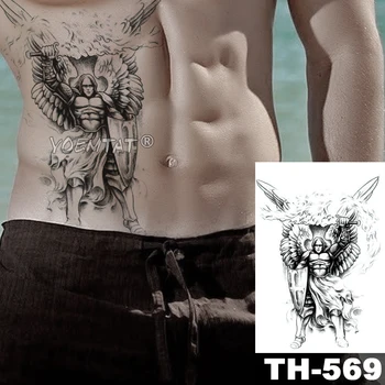 

Samurai warrior soldier Temporary Tattoo Sticker Ares Mars Waterproof Tatto Wings Body Art Arm Fake Tatoo Men Women