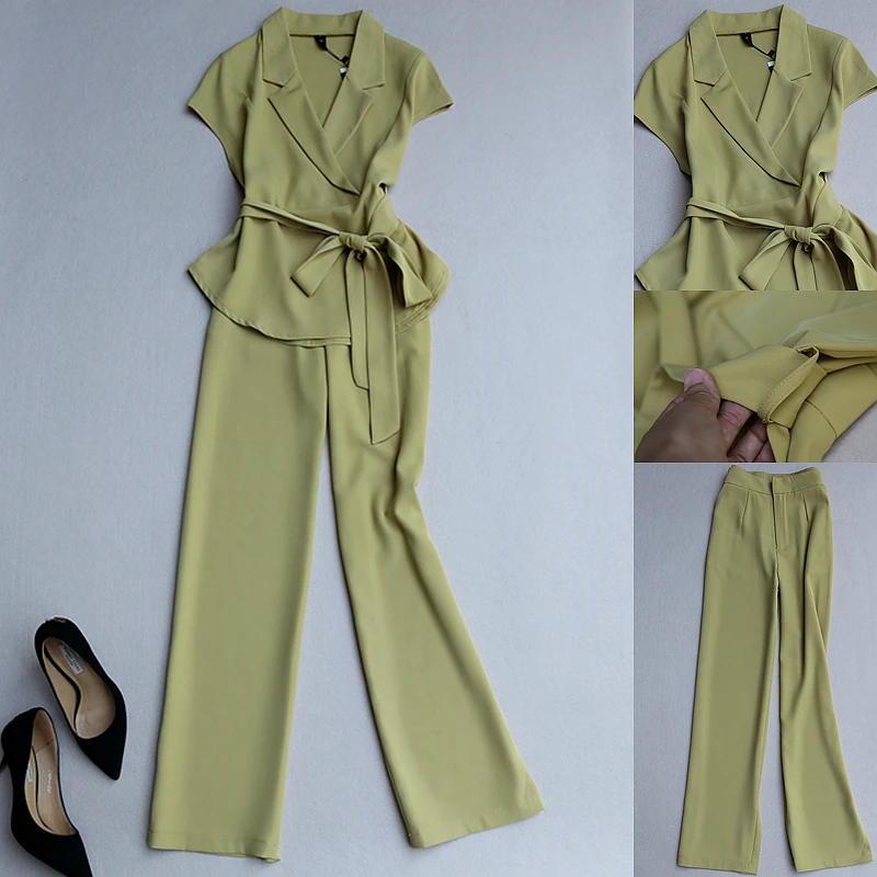 2 2020 Summer Autumn Pieces set blazers Women suits V-Neck Blazer Waistcoat Pant female trousers Suit | Женская одежда