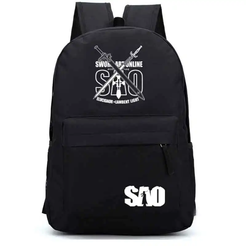 Fashion Anime Sword Art Online SAO Print Casual Backpack Student School Book Laptop Bag Tote Travel Hiking Rucksack Sport Sachel