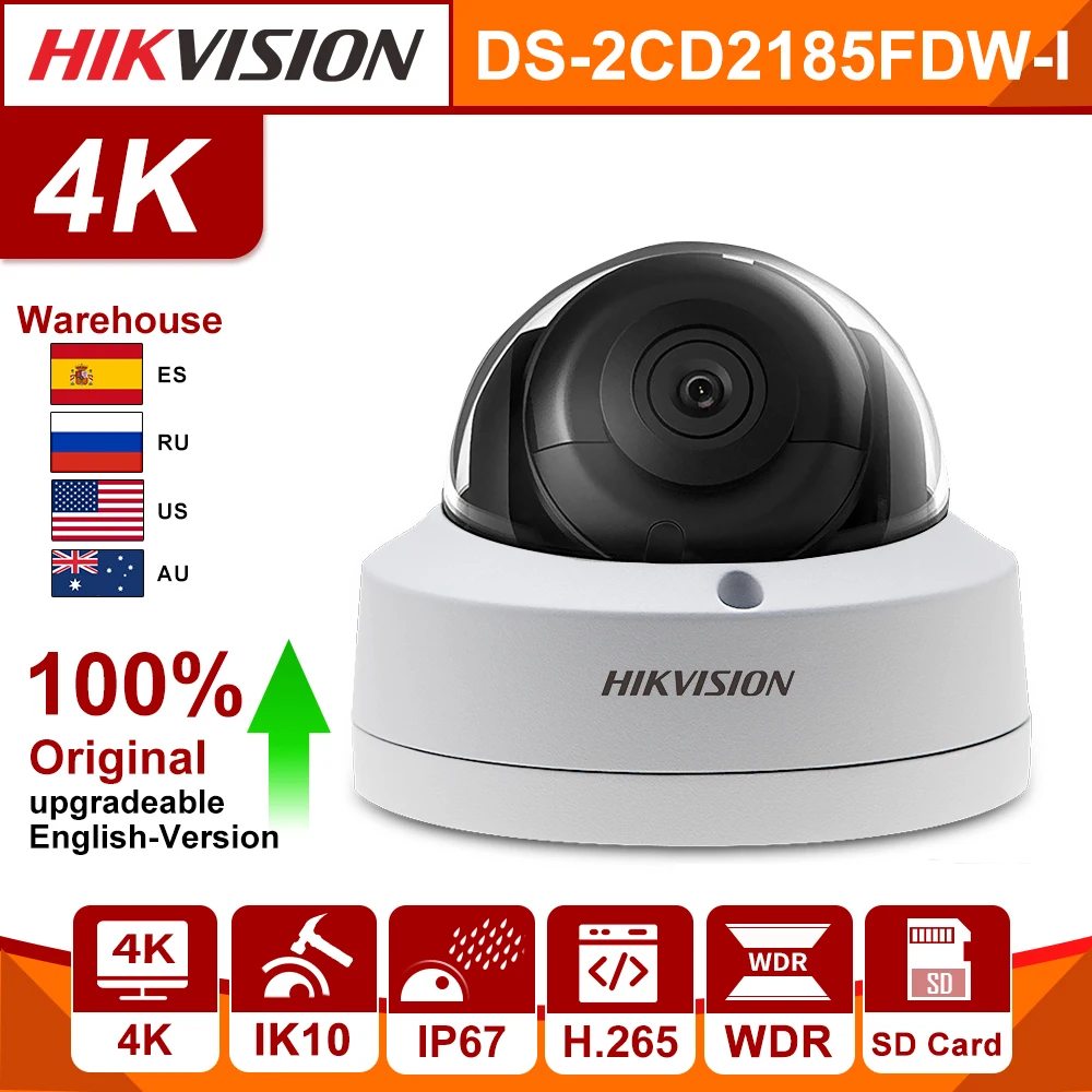 Original Hikvision IP Camera DS-2CD2185FWD-I CCTV Dome POE Audio Alarm H.265 SD Card Slot security CCTV Camera vandal-proof