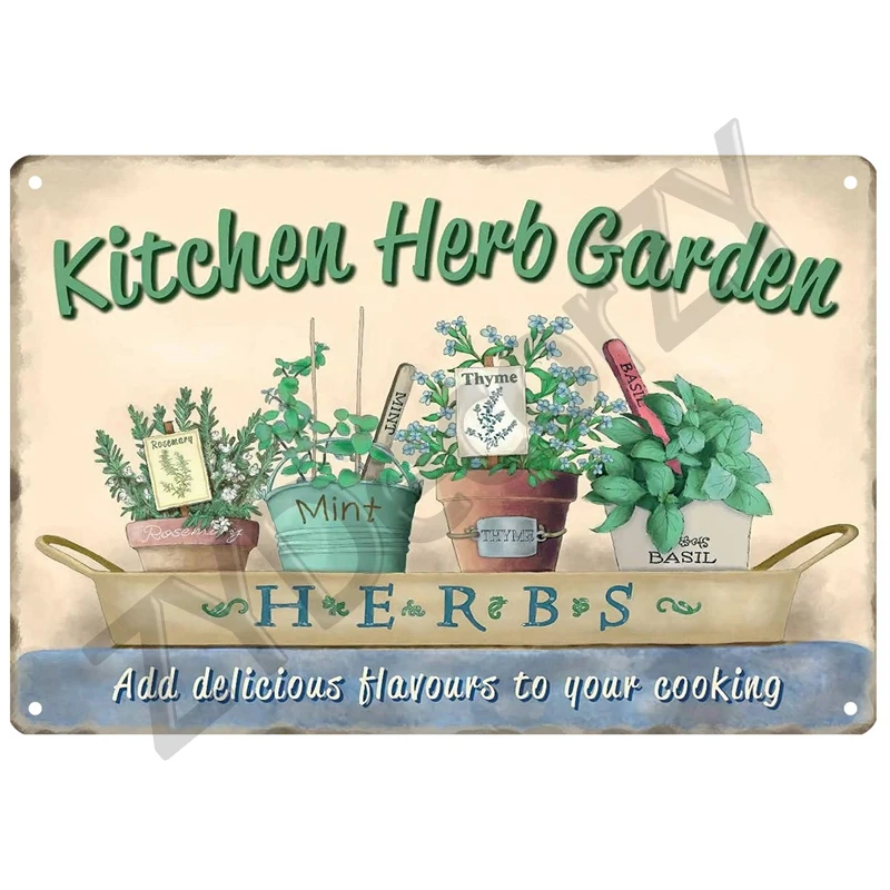 Metal Wall Signs Garden Retro Tin Sign Poster Vintage Wall Poster Decorative Wall Plate Kitchen Plaque Vintage Decor Accessories
