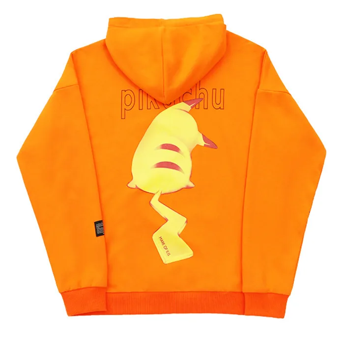 Fall New Fashion Unisex Sweatshirt Pokemon Pikachu Jigglypuff Print Casual Oversized Hoodie Couple Hooded Pullover Top - Цвет: orange