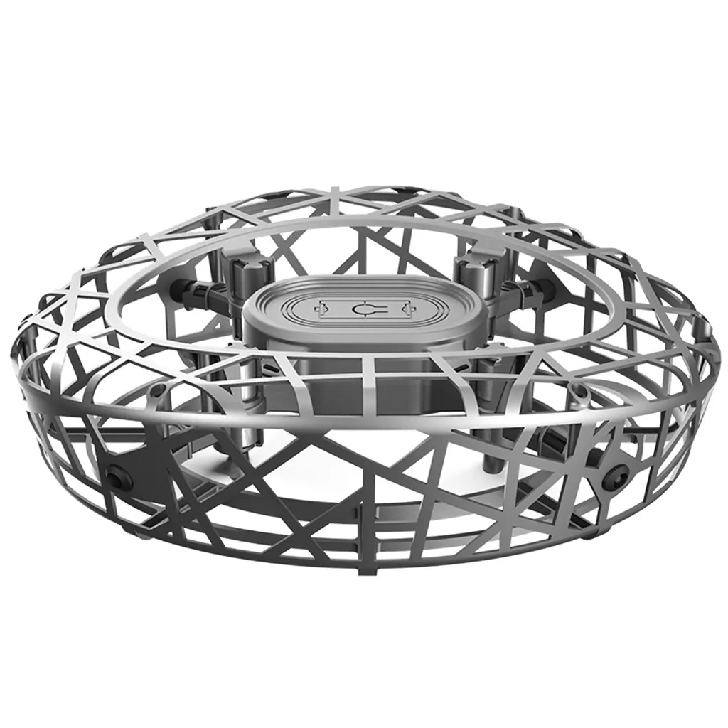 Летающий самолет Мини Ручной светодиодный инфракрасный индукционный 360 ° Вращение высота удержания Ufo Дрон ребенок ручной контроль Квадрокоптер игрушки - Цвет: Gray