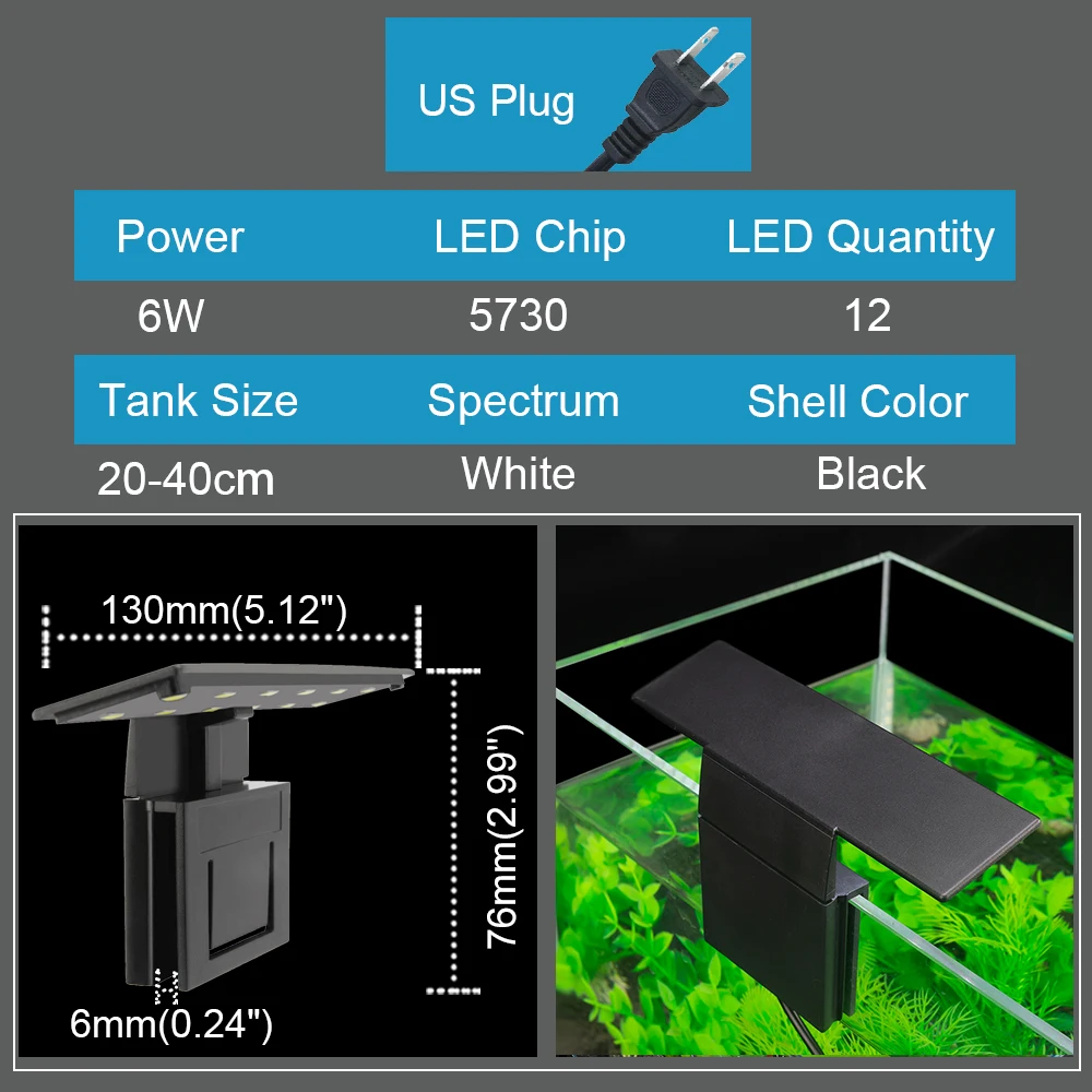 X3-US-110V Senzeal Aquarium Light Super bright Aquarium Led Lighting M3/X3/X5/X7/X9 Clip-on Slim Fish LED Lamp 220V/110V Fish Tank LED Lamp - Цвет: X3-US-110V
