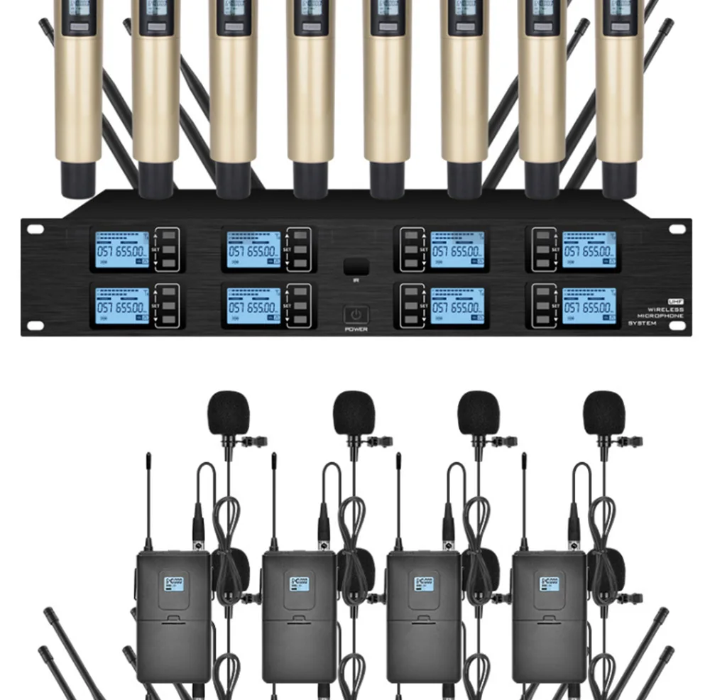 Professional wireless microphone system 8 head-mounted condenser microphones for stage performance microphone wireless