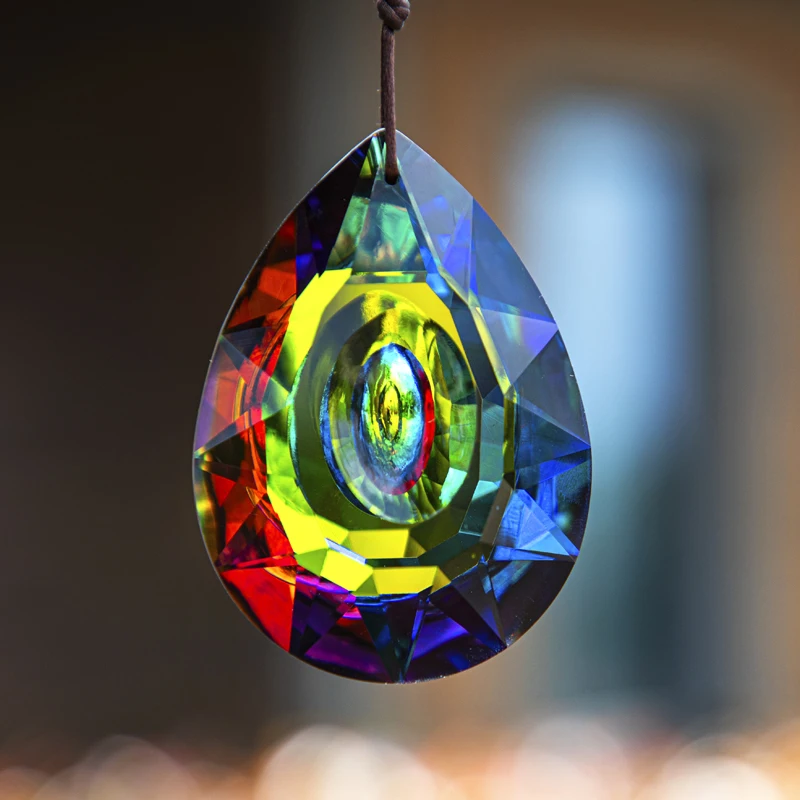 H&D 76mm AB-Color Crystal Prism Suncatcher Window Hanging Decoration Pendant Chandelier Parts Home Wedding Figurine DIY Decor sun catcher crystal pendant sun catchers window ornament
