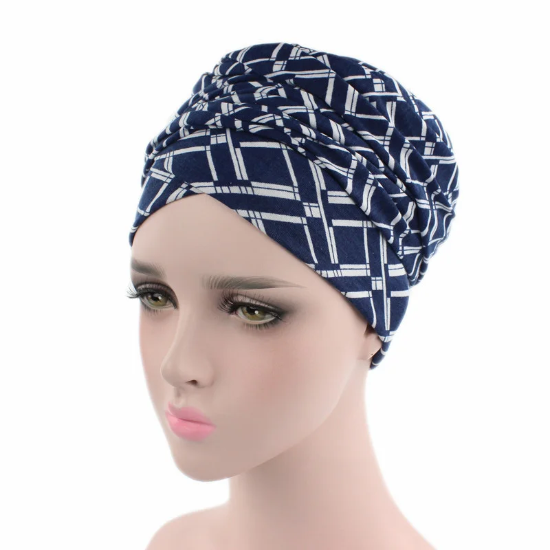 Женский хлопковый эластичный головной шарф тюрбан шляпа Бохо печать Тюрбан Хиджаб Шапки африканские турбины для женщин Арабский обертывание головы шарфы - Цвет: 5