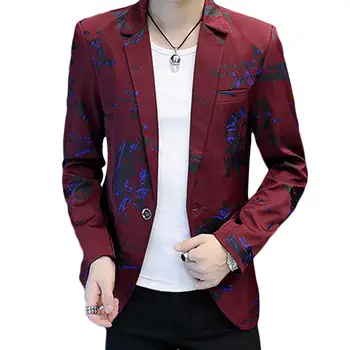 

Men Floral Print Long Sleeve Lapel Slim Fit One Button Blazer Coat Suit Jacket Jacket Wedding Business Jacket Size M to 3XL