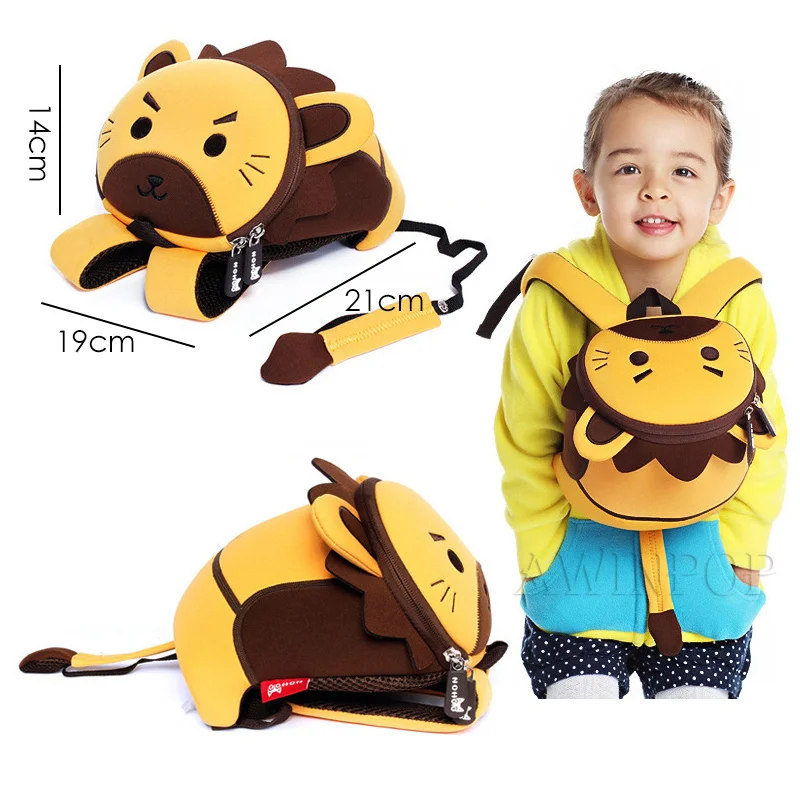 Lion-small 3D милые животные, школьные сумки для детей, школьные рюкзаки для маленьких девочек и мальчиков, Детские рюкзаки с рисунком льва, кролика, Mochila Escolar - Цвет: Lion-small
