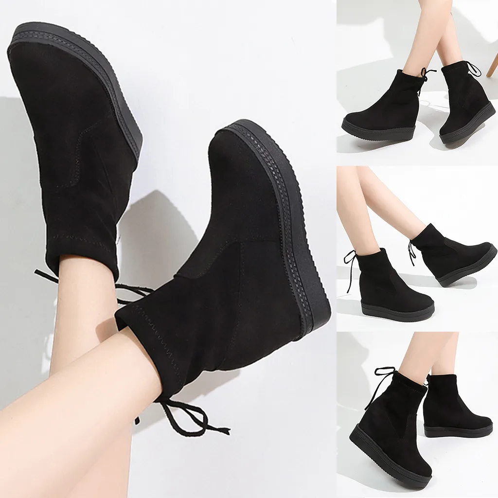 encerrar papel Adjunto archivo 2020 primavera invierno nuevas mujeres de moda Casual plataforma corta botas  bajas de cuña creciente zapatos plataforma botas calientes # O16 -  AliExpress Calzado