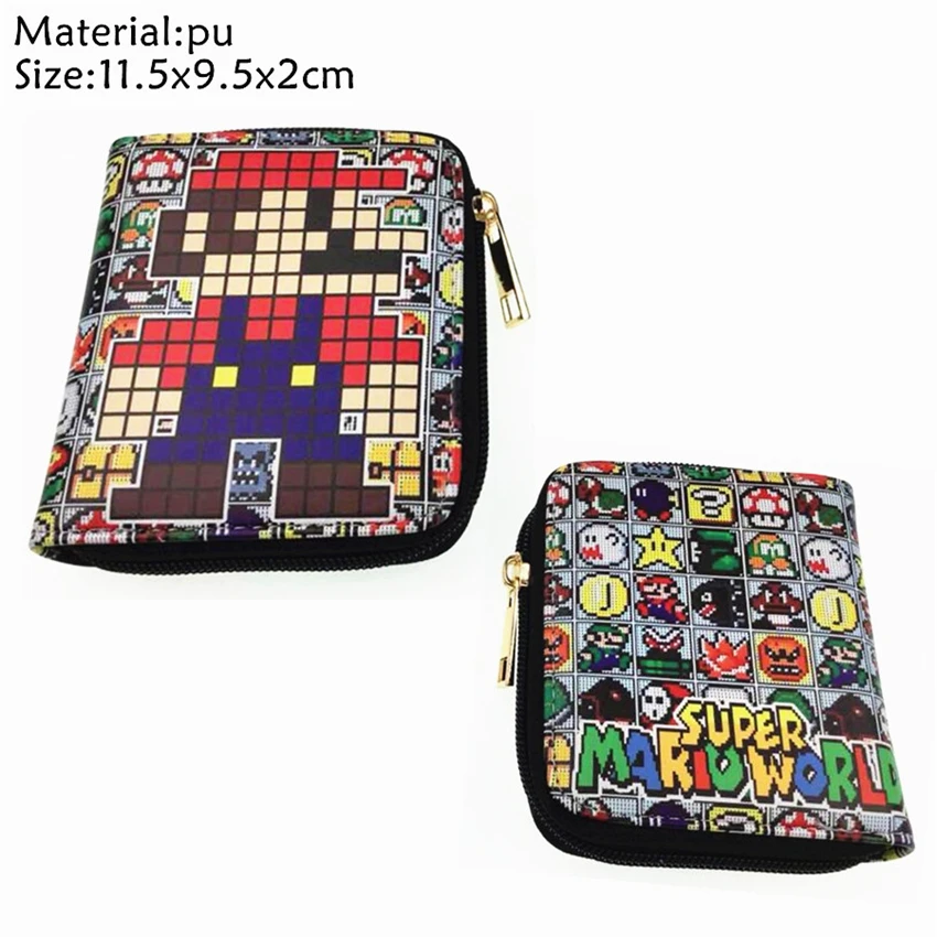 D Game Super Mario Bros Short Wallet Boys Girls zipper Credit Card Holder Leather small coin Purse Women mini cosplay Handbag Cute - Цвет: D