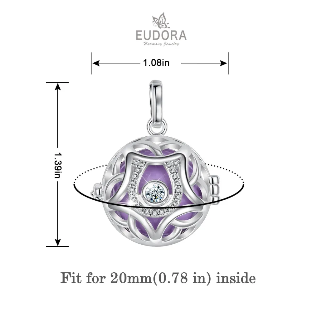 EUDORA, 20 мм, медальон в форме клетки звезды, подвеска, гармония, бола, шар, колокольчик, ожерелье с AAA CZ, ювелирные изделия для беременных женщин, малышей K373N20