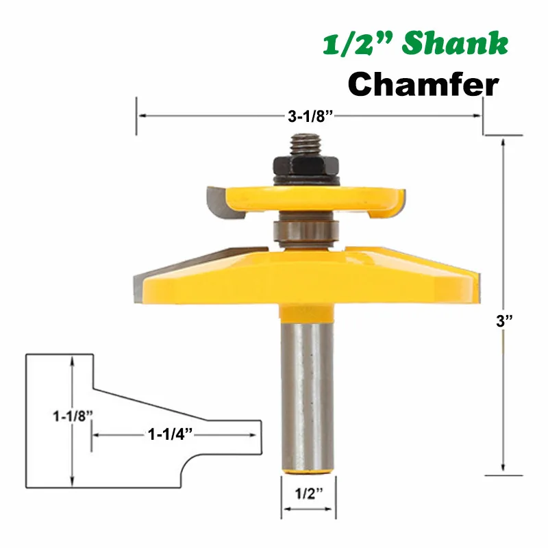 

12mm 1/2" Shank Milling Cutter Woodwork 15 Degree Chamfer Raised Panel Ogee Router Bit Backcutter Dia Woodworking Tenon MC03142