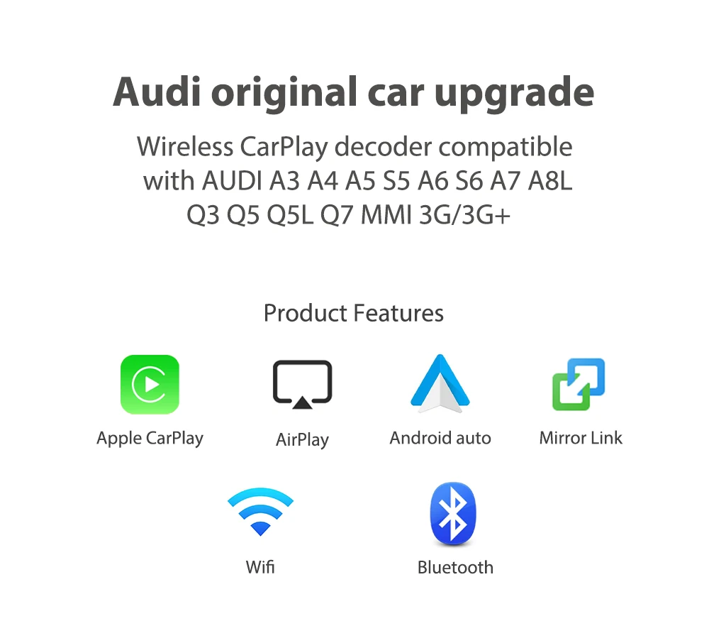 Беспроводной CarPlay AirPlay интерфейс коробка для AUDI B9 A5/S5/A4 OEM экран обновление MMI система камера заднего хода Siri Голосовое управление