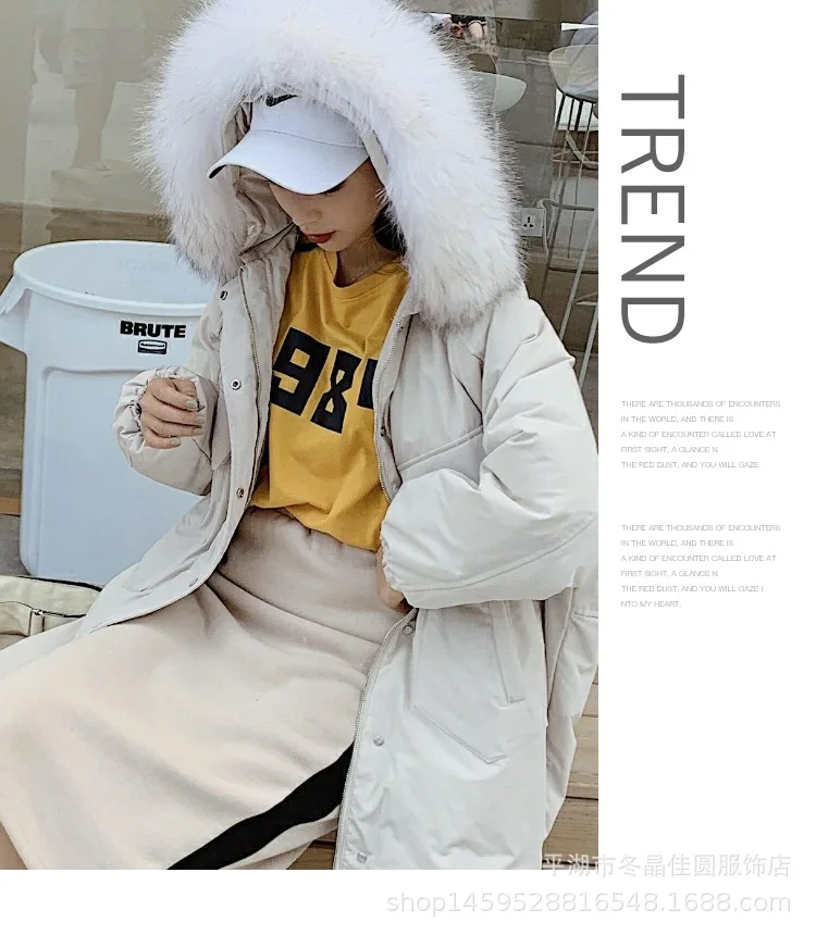 Off Season Plus-sized down Jacket Women's Mid-length New Style Fat Mm 200 Embroidered Large Fur Collar Thick Coat