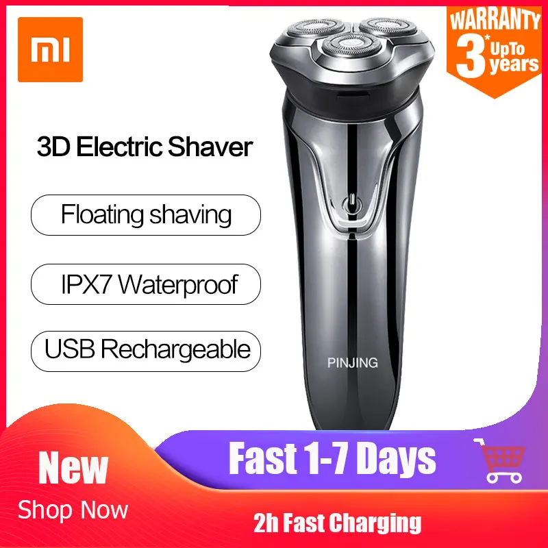 

Electric Shaver Razor PINJING SO WHITE Men Washable USB Rechargeable Wireless 3D Smart Control Shaving Beard Machine