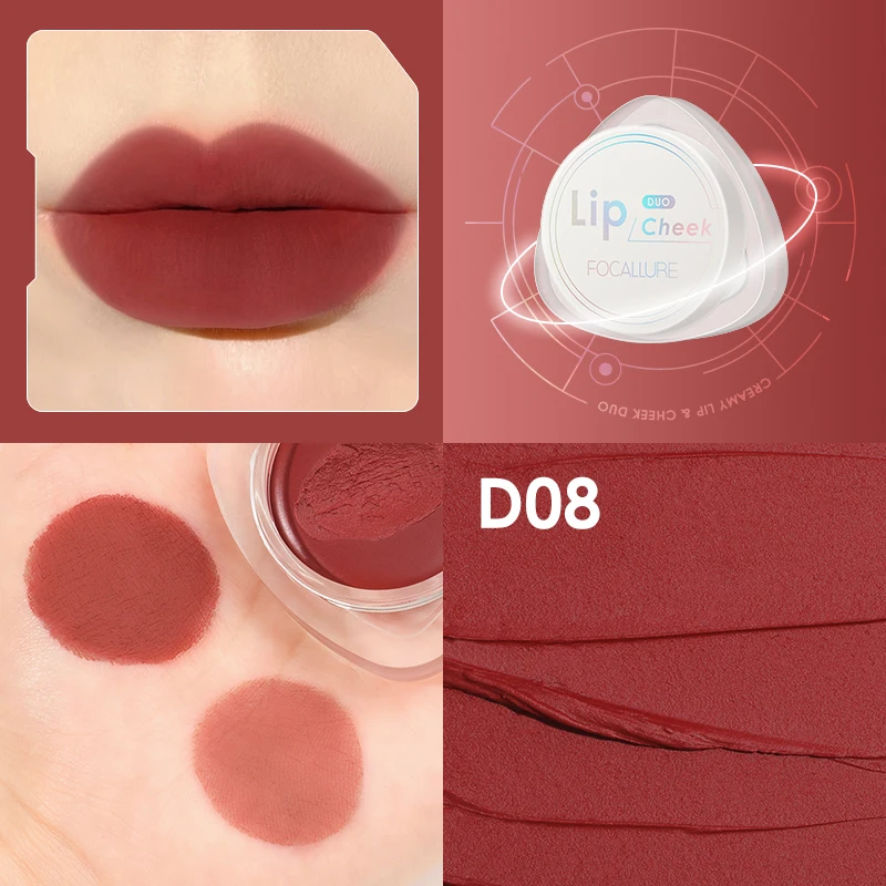 FOCALLURE Matte Lips Mud Set Lipstick Blush Eyeshadow 12 Colors Long Lasting Velvet Lip Balm With Makeup Cosmetics With Brush