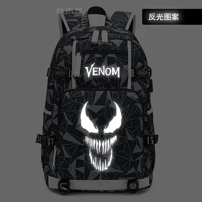 Фильм Venom рюкзак Человек-паук косплей нейлоновая школьная сумка светящиеся дорожные сумки