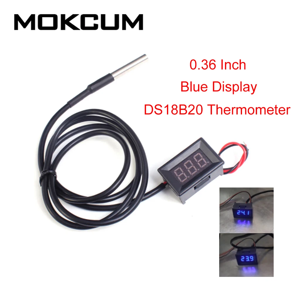 Digital Thermometer Temperature Sensor Digital Temperature Controller Digital Thermostat DS18B20 0.36inch Blue / Red Digital Display Thermometer Thermostat Temperature Controller DC 4-28V Waterproof Temperature Sensor