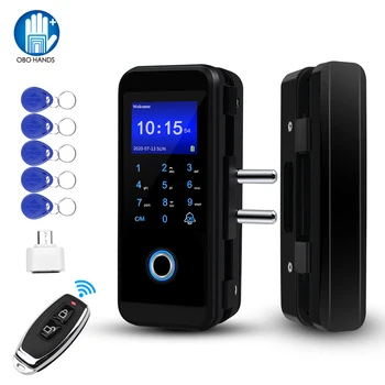 

Biometric Fingerprint Glass Door Lock Digital Electronic Door Locks for Home Anti-theft Intelligent Password RFID Remote Unlock