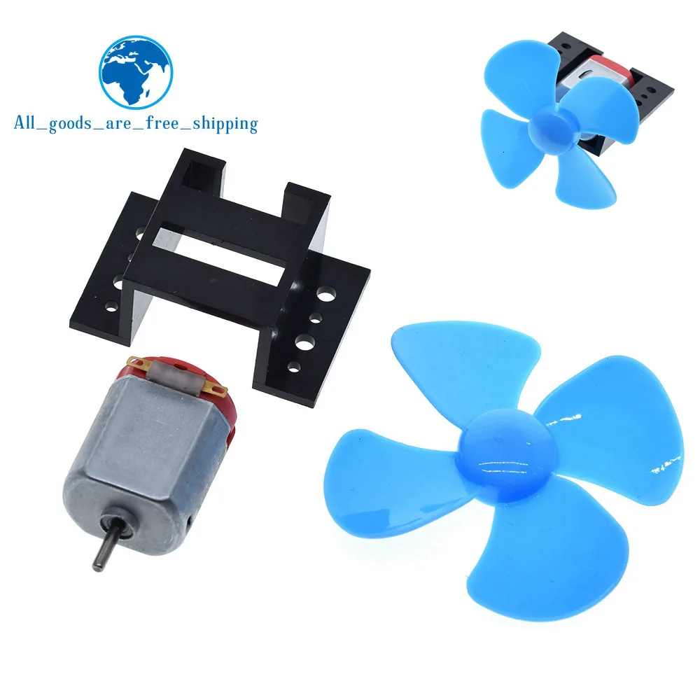 1Set DC Micro 130 Gear motor with fan blade SMAll propeller 3-6V For Arduino DIY experiment +Motor base | Электронные компоненты
