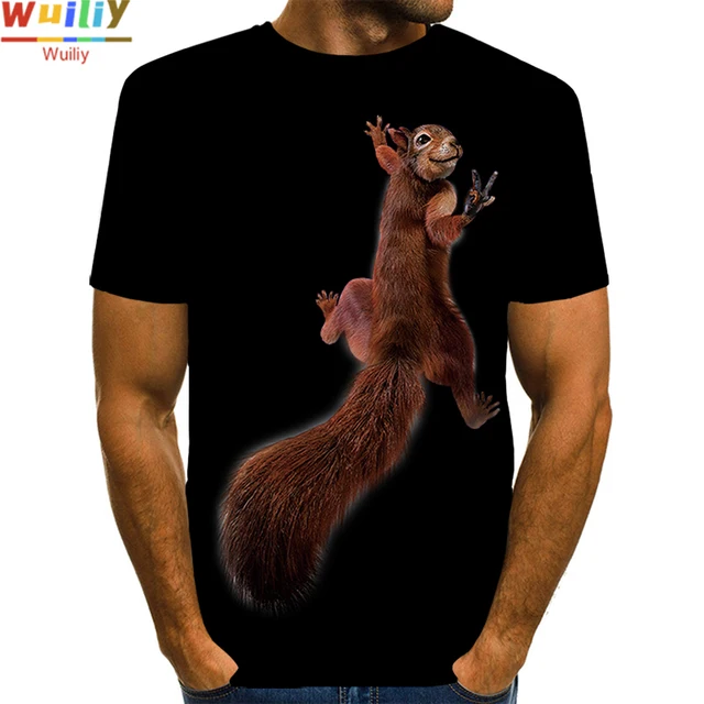 Men's Squirrel T Shirt 3D Print Shirt Animal Graphic Tees Lovely Pattern Tops Men/Women Cute Puppy Face Tee Funny Pet T-shirt cute Squirrel