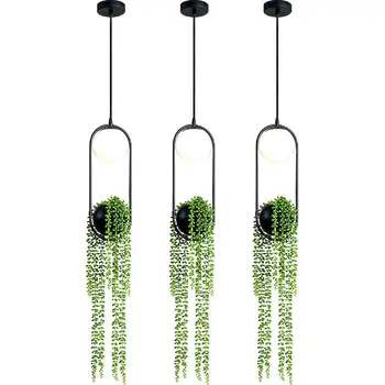 

Nordic Plant Pendant Lamp Garden Flower Pot Pendant Lights Fixtures Dining Room Restaurant Bedroom Hanging Lighting Home Decor