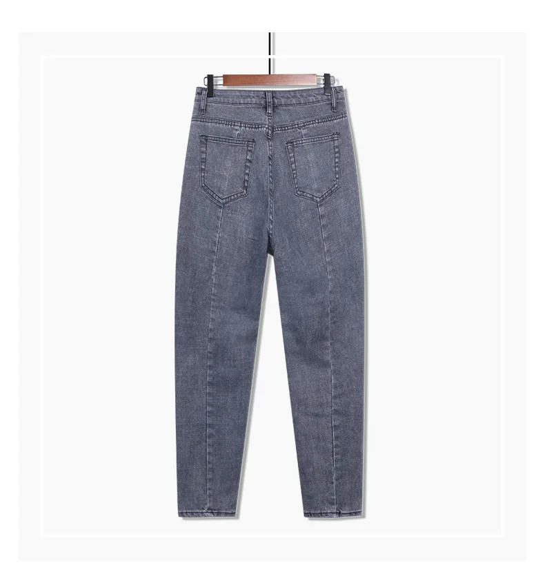 S-XL 6XL 7XL 8XL jeans high waist stitching soft zipper mom big jeans denim ladies blue black loose long stacked jeans