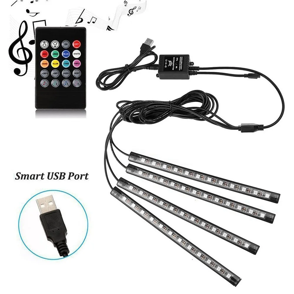 Автомобильная светодиодная лента RGB SMD5050 DC5V 12V водонепроницаемый USB гибкий