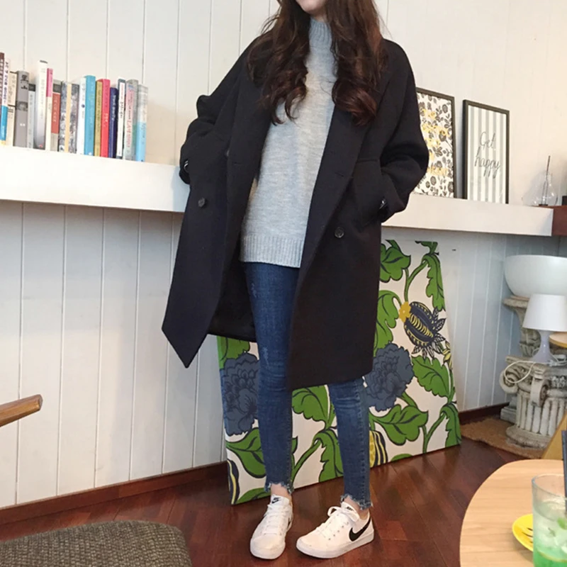 

Women Coats And Jackets Winter Thick Warm Solid Color Coat Long Sleeve Turndown Collar Elegant Overcoat Coat Female