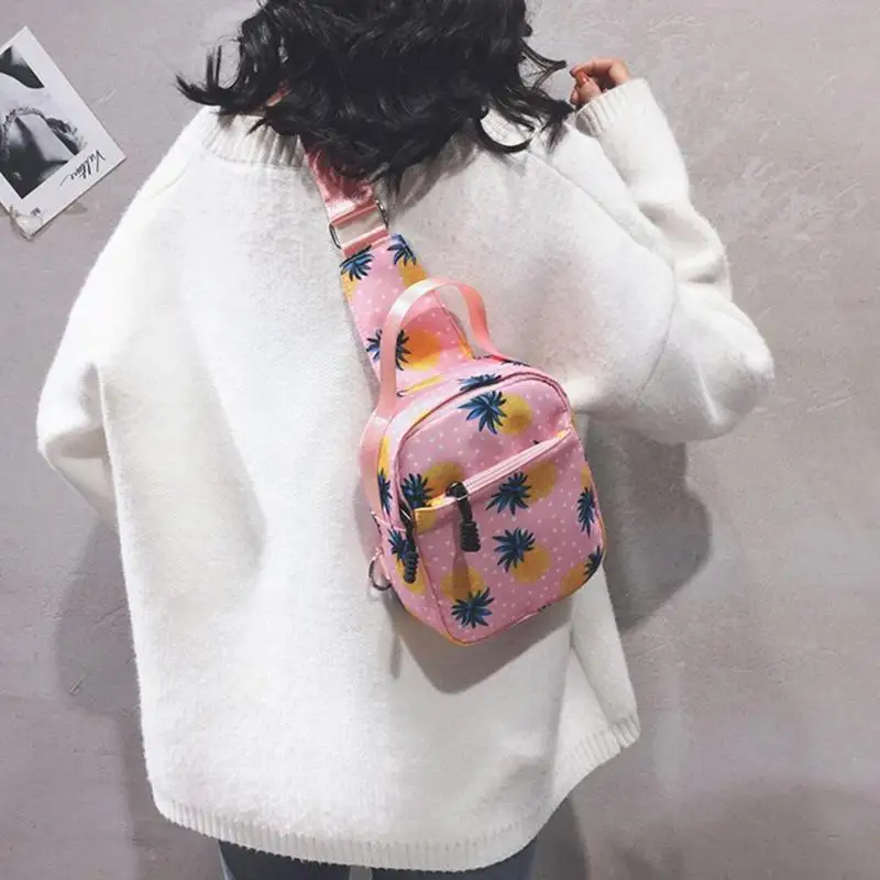 Новая сумка с фруктовым принтом, повседневная женская сумка на грудь, Холщовая Сумка через плечо, модная сумка на молнии, сумка на грудь