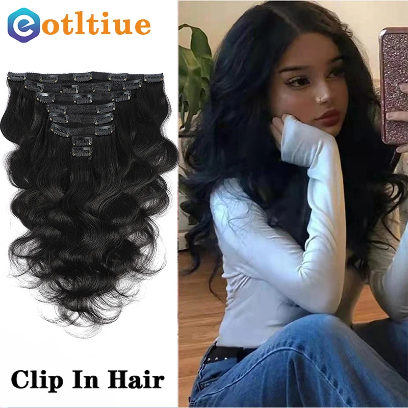 Malaysia-extensiones de cabello humano ondulado con Clip, serie de volumen de 120G, hechas a máquina, Remy, 100% de onda corporal, cabeza completa de 8 a 24 pulgadas, 8 Uds.