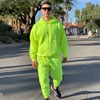 OMSJ 2024 Fashion Neon Style Mens Sets Fluorescence Green Hooded Sweatshirt+Sweatpants Two Piece Autumn Winter Casual Tracksuit 1