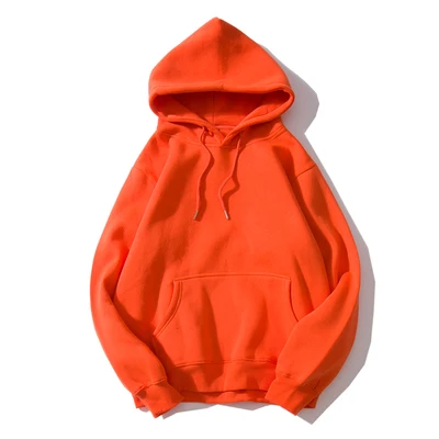 Orange Осень-зима, женский толстый теплый свитшот, хлопковые толстовки, Модные Повседневные пуловеры с длинным рукавом, свободные топы с капюшоном больших размеров - Цвет: Orange