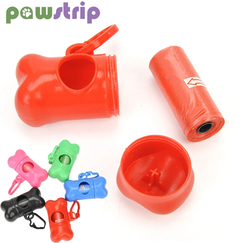 Dispensador de bolsas de basura con forma de hueso para mascotas, caja de almacenamiento de Bolsa para popó de residuos, suministros para limpieza de mascotas, 1 unidad