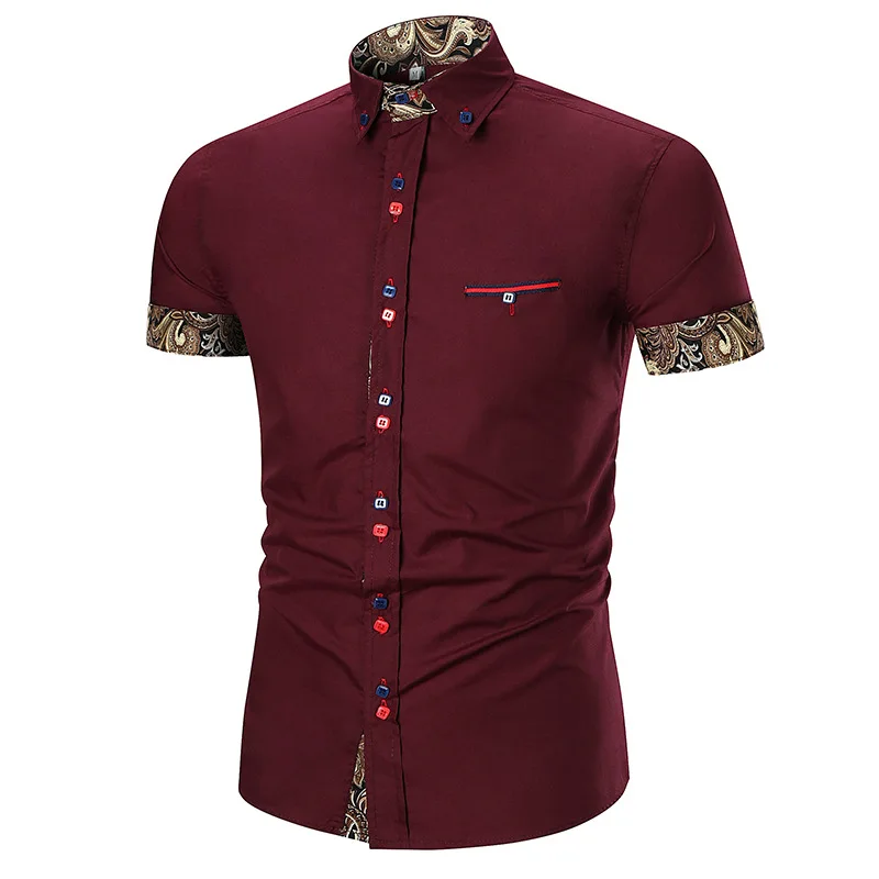 

Novelty Patchwork Apparel Shirts Men Spring And Summer Short Sleeve Tops Mens Shirt Breathable Blouse Button High Quality Soft