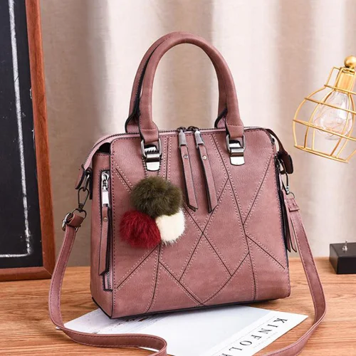 Модная женская сумка, дизайнерская сумка через плечо, сумка из искусственной кожи, женская сумка-мессенджер, бостонские ручные сумки - Цвет: pink