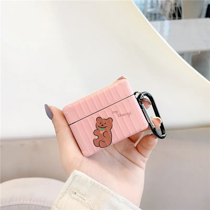 Корейский стиль бисквит медведь беспроводной Чехол для наушников для Apple Airpods Pro милый мультфильм мягкий силиконовый чехол для наушников сумка с крючком