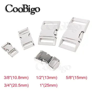 

50pcs 3/8" 1/2" 5/8" 3/4" 1" Metal Silver Side Release Buckle For Paracord Bracelet Project Belt Webbing Backpack Bag Accessory