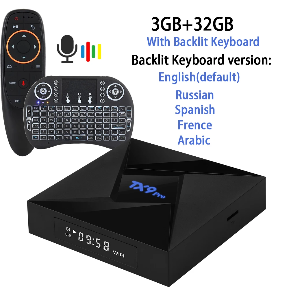 Amlogic S912 Android 9,0 ТВ приставка 3D 4K 2,4G& 5,8G Wifi Bluetooth Google голосовой помощник медиаплеер Бесплатные приложения очень быстрая верхняя коробка - Цвет: 3G32Gvoicekeby