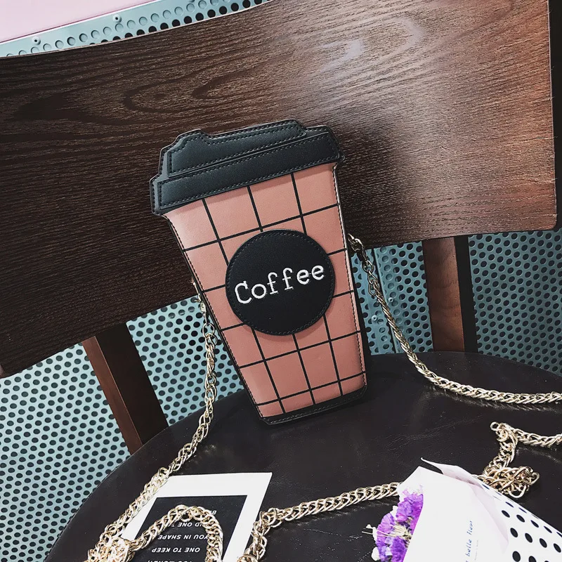 

2019 Spring New Style Cartoon Cute Coffee Cup Small Bag Shoulder Diagonal Bag with Chain-Style Fashion WOMEN'S Bag Fashion