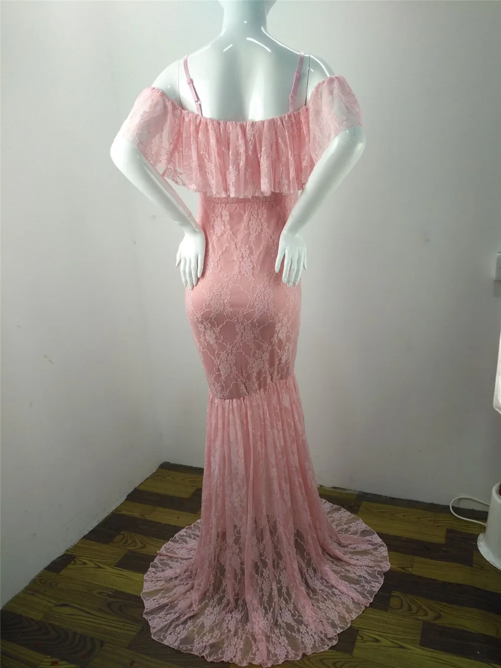 Lace Fancy Women Dress Maternity Photography Props Off Shoulder Pregnancy Dresses Ruffles Maternity Gown Clothes For Photo Shoot (11)
