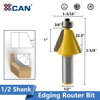 

XCAN 1pc 1/2''(12.7mm) Shank 22.5 Degrees Chamfer & Bevel Edging Router Bit Edge Trimming Router Bit Wood Milling Cutter