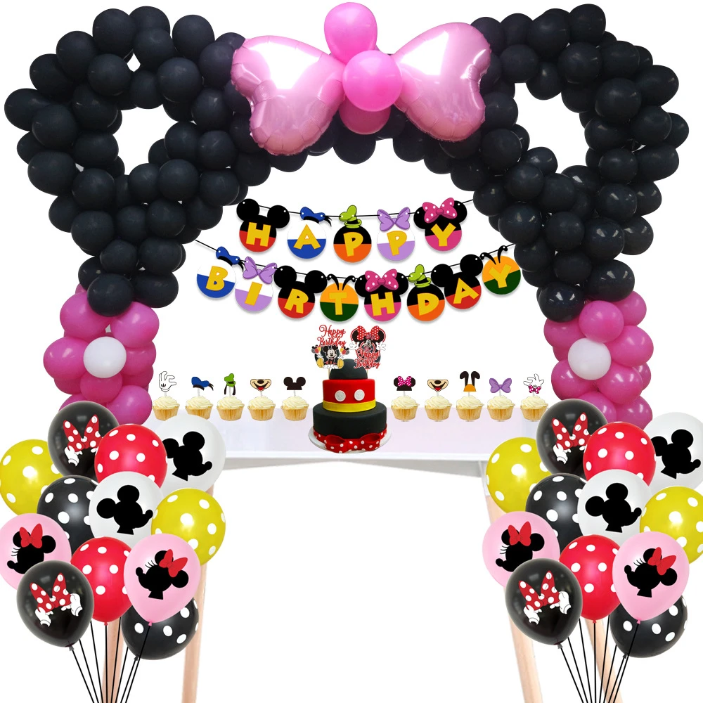 Minnie Mickey Mouse Theme Party Arch Balloon Chain Diy Dessert Table Decoration Mickey Minnie Birthday Balloon Baby Shower Decor Ballons Accessories Aliexpress