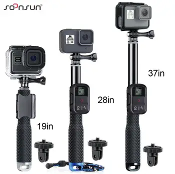 

SOONSUN Extendable Waterproof Monopod Pole Selfie Stick + Wifi Remote Clip + Tripod Adapter Mount for GoPro Hero 8 7 6 5 4 3