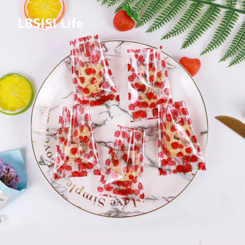Прозрачные герметичные пакеты с клубничкой и снежинками LBSISI Life 100 шт. застежкой
